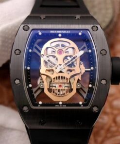 Richard Mille RM052-01 ZF Factory Black Ceramic Rose Gold Skull Dial Replica Watch