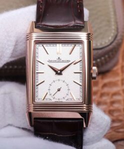 Jaeger LeCoultre Reverso Tribute double-sided double time zone flip MG Factory Rose Gold White Dial Replica Watch