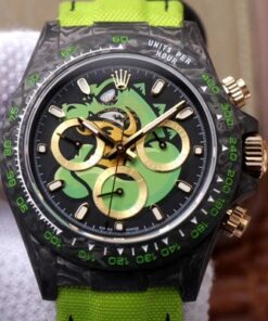 Rolex Daytona Cosmos Chronograph Carbon Fiber Edition Green Exploded Dragon Dial Replica Watch