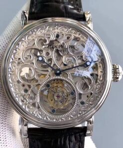 Patek Philippe Tourbillon 316L Stainless Steel Skeleton Dial Replica Watch