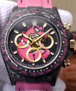 Rolex Daytona Cosmos Chronograph Carbon Fiber Edition Pink Exploded Dragon Dial Replica Watch