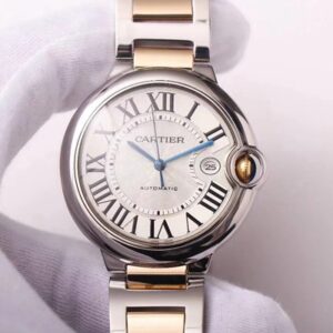 Ballon Bleu de Cartier W69009Z3 Wrap Gold V9 Factory Silver White Dial Replica Watch