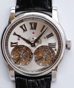 Roger Dubuis Hommage RDDBHO0562 Double Flying tourbillon JB Factory White Gold Case Replica Watch