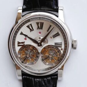 Roger Dubuis Hommage RDDBHO0562 Double Flying tourbillon JB Factory White Gold Case Replica Watch