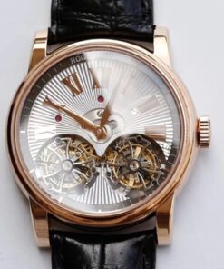 Roger Dubuis Hommage RDDBHO0562 Double Flying tourbillon JB Factory Silver Dial Replica Watch