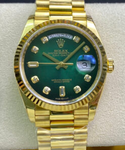 Replica Rolex Day-Date M128238-0069 Yellow Gold EW Factory Gradual Green Dial - Buy Replica Watches