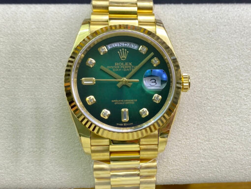 Replica Rolex Day-Date M128238-0069 Yellow Gold EW Factory Gradual Green Dial - Buy Replica Watches