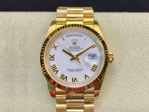 Replica Rolex Day-Date M128238 EW Factory White Dial Roman Time Scale - Buy Replica Watches