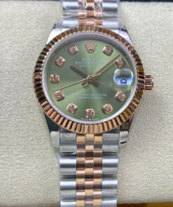 Replica EW Factory Rolex Datejust 31MM Rose Gold Green Dial - Buy Replica Watches