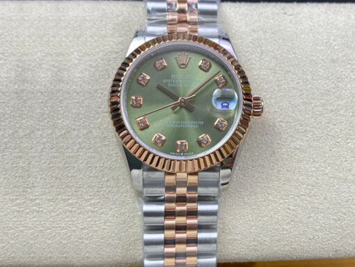 Replica EW Factory Rolex Datejust 31MM Rose Gold Green Dial - Buy Replica Watches