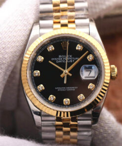 Replica EW Factory Rolex Datejust M126233-0021 Yellow Gold Black Dial - Buy Replica Watches