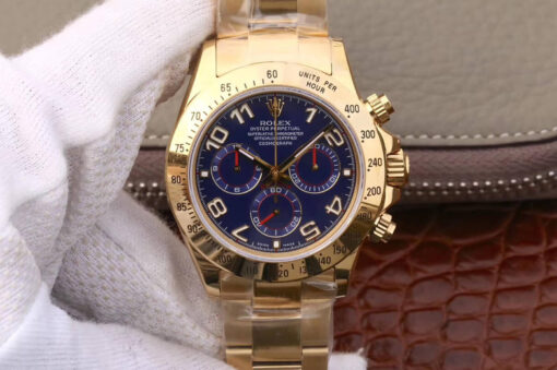 Replica JH Factory Rolex Daytona Cosmograph 116528 Yellow Gold Blue Dial - Buy Replica Watches