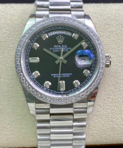 Replica EW Factory Rolex Day Date 118346 36MM Black Dial - Buy Replica Watches