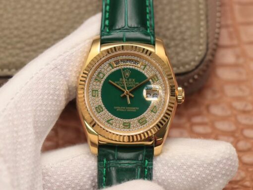 Replica Rolex Day-Date 118138 green dial with diamonds - Buy Replica Watches