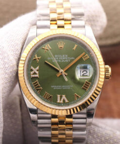 Replica EW Factory Rolex Datejust M126233-0025 Diamond-Studded Olive Green Dial - Buy Replica Watches