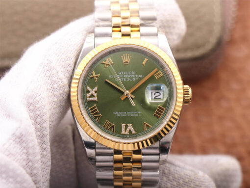 Replica EW Factory Rolex Datejust M126233-0025 Diamond-Studded Olive Green Dial - Buy Replica Watches