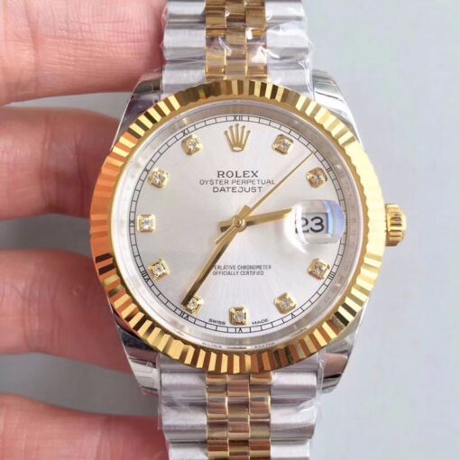 Replica EW Factory Rolex Datejust 41 126333 Silver Dial Yellow Gold Bracelet - Buy Replica Watches
