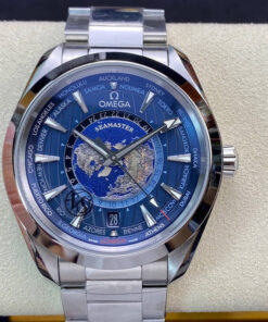 Replica VS Factory Omega Seamaster Aqua Terra GMT Worldtimer 220.10.43.22.03.001 Blue Dial - Buy Replica Watches