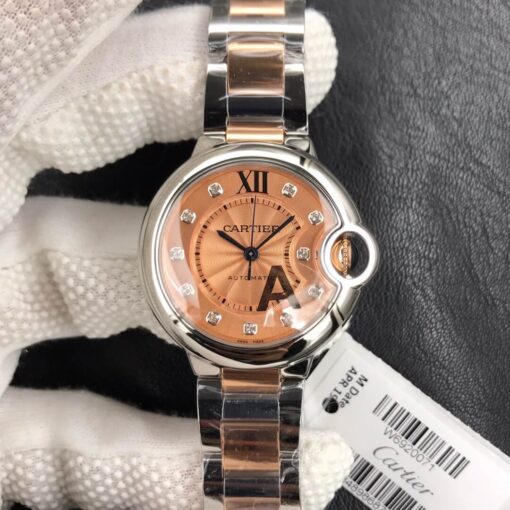 Replica V6 Factory Ballon Bleu De Cartier 33MM Rose Gold Dial - Buy Replica Watches