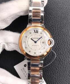 Replica V6 Factory Ballon Bleu De Cartier 28MM V8 Silver Dial Gold Strap - Buy Replica Watches