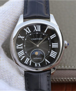 Replica Drive De Cartier Moonphase WGNM0009 Stainless Steel Black Dial - Buy Replica Watches