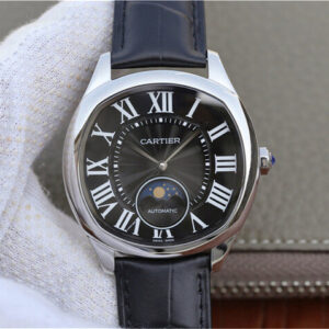 Replica Drive De Cartier Moonphase WGNM0009 Stainless Steel Black Dial - Buy Replica Watches