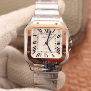 Replica BV Factory Cartier De Santos W2SA0007 Gold Bezel White Dial - Buy Replica Watches