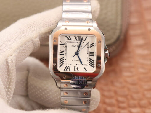 Replica BV Factory Cartier De Santos W2SA0007 Gold Bezel White Dial - Buy Replica Watches