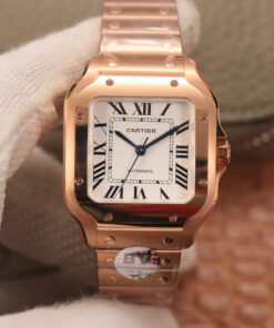 Replica BV Factory Cartier De Santos WSSA0010 18K Rose Gold White Dial - Buy Replica Watches