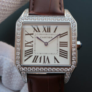 Replica V6 Factory Cartier Santos WH100651 Diamond White Dial - Buy Replica Watches
