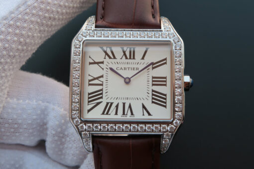 Replica V6 Factory Cartier Santos WH100651 Diamond White Dial - Buy Replica Watches
