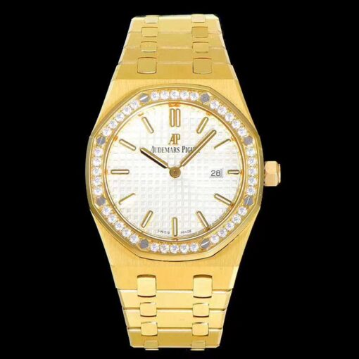 Replica JF Factory Audemars Piguet Royal Oak 67651BA.ZZ.1261BA.01 Yellow Gold Diamond - Buy Replica Watches