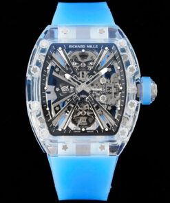 Replica RM Factory Richard Mille RM12-01 Tourbillon Transparent Version Blue Strap - Buy Replica Watches