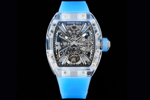 Replica RM Factory Richard Mille RM12-01 Tourbillon Transparent Version Blue Strap - Buy Replica Watches
