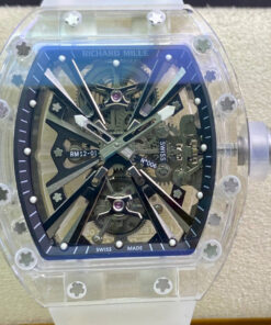 Replica RM Factory Richard Mille RM12-01 Tourbillon Transparent Version White Strap - Buy Replica Watches