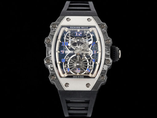 Replica RM Factory Richard Mille RM21-01 Tourbillon Skeleton Dial Black Strap - Buy Replica Watches