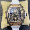 Replica RM Factory Richard Mille RM21-01 Tourbillon Skeleton Dial White Strap - Buy Replica Watches