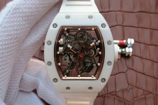 Replica KV Factory Richard Mille RM055 White Ceramic Rubber Strap - Buy Replica Watches