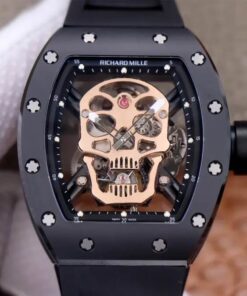 Replica JB Factory Richard Mille RM52-01 Tourbillon Rose Gold Skull Dial - Buy Replica Watches