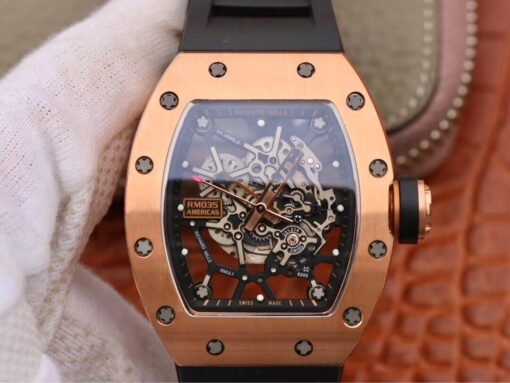 Replica KV Factory Richard Mille RM035 Americas Rose Gold Black Strap - Buy Replica Watches