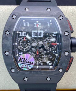 Replica KV Factory Richard Mille RM011 Carbon Fiber Black Rubber Strap - Buy Replica Watches