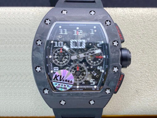 Replica KV Factory Richard Mille RM011 Carbon Fiber Black Rubber Strap - Buy Replica Watches