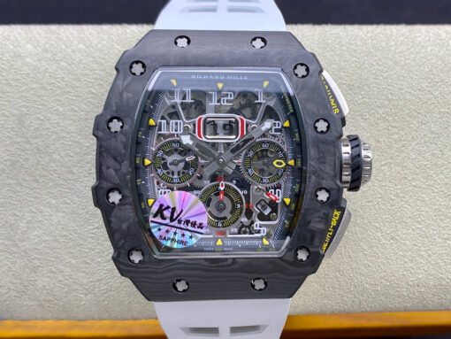 Replica KV Factory Richard Mille RM011-03 Carbon Fiber White Strap - Buy Replica Watches
