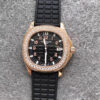 Replica PPF Factory Patek Philippe Aquanaut Diamond Rose Gold Black Dial - Buy Replica Watches