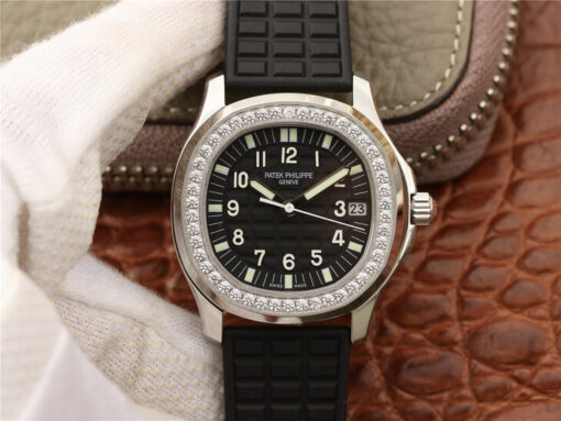 Replica PPF Factory Patek Philippe Aquanaut 5067A-001 Diamond Black Dial - Buy Replica Watches