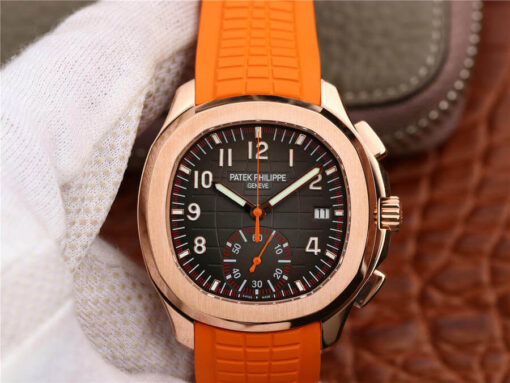 Replica Patek Philippe Aquanaut 5968A-001 Rose Gold Orange Strap - Buy Replica Watches