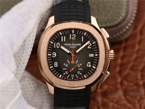 Replica Patek Philippe Aquanaut 5968A-001 Rose Gold Black Dial - Buy Replica Watches