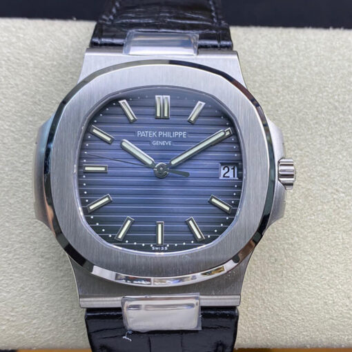 Replica 3K Factory Patek Philippe Nautilus 5711 Blue Dial Cowhide Strap - Buy Replica Watches