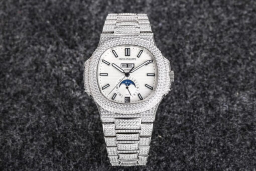 Replica R8 Factory Patek Philippe Nautilus 5726 Gypsophila Diamond White Dial - Buy Replica Watches