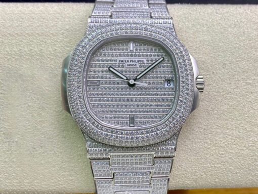 Replica PPF Factory Patek Philippe Nautilus 5719/1G-001 Full Diamond Dial - Buy Replica Watches